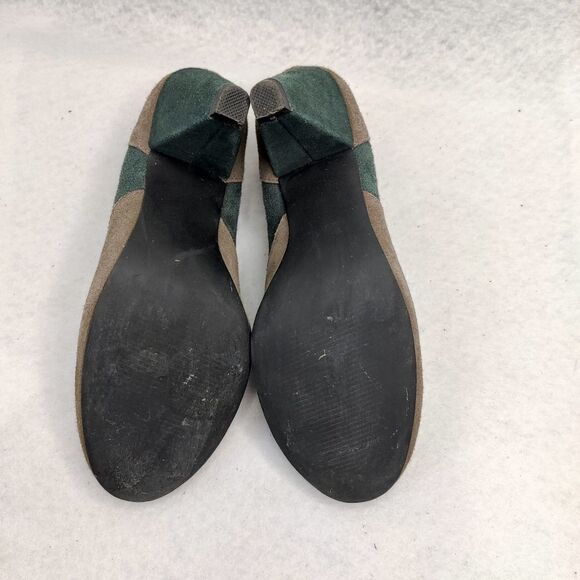 Kimchi blue Suede Heels Sz 7 Gray Green Tassels - Picture 10 of 14